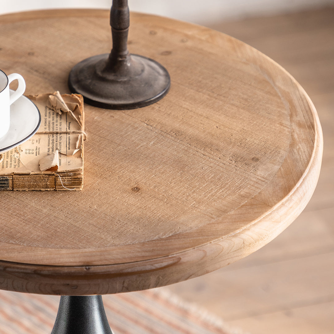 YUIlili Vintage Round End Table Living Room, Rusitc Side Table, Farmhouse Pedestal Table for Bedroom, Retro Wood Accent Tables for Home Decor, Patio Black #25002