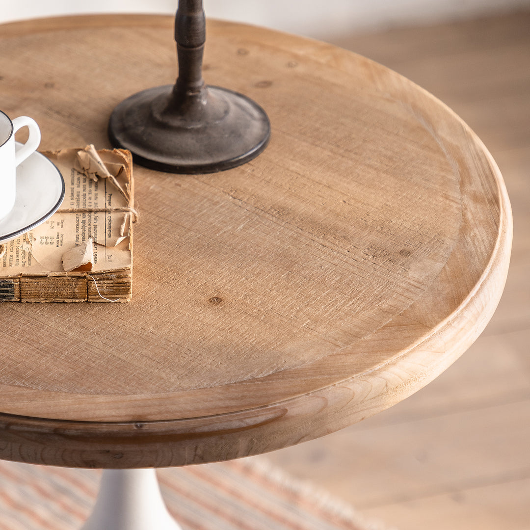 YUIlili Vintage Round End Table Living Room, Rusitc Side Table, Farmhouse Pedestal Table for Bedroom, Retro Wood Accent Tables for Home Decor, Patio Black #25002