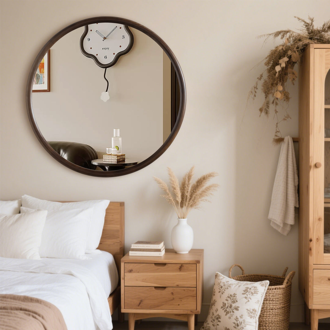 Clarity Walnut Round Mirror with Deep Frame #25021-WB