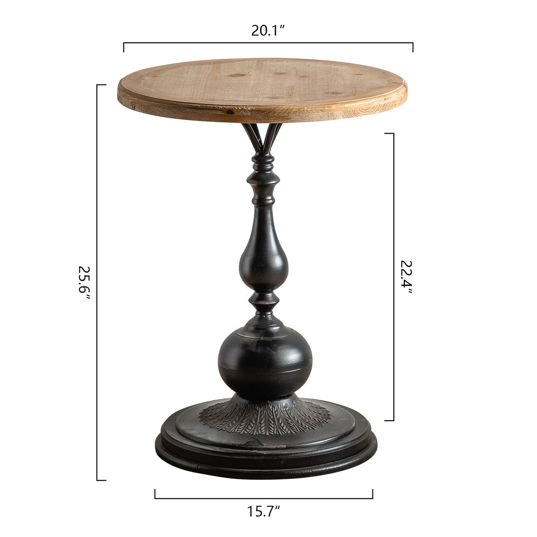 YUIlili Vintage Round End Table Living Room, Rusitc Side Table, Farmhouse Pedestal Table for Bedroom, Retro Wood Accent Tables for Home Decor, Patio Black #25002