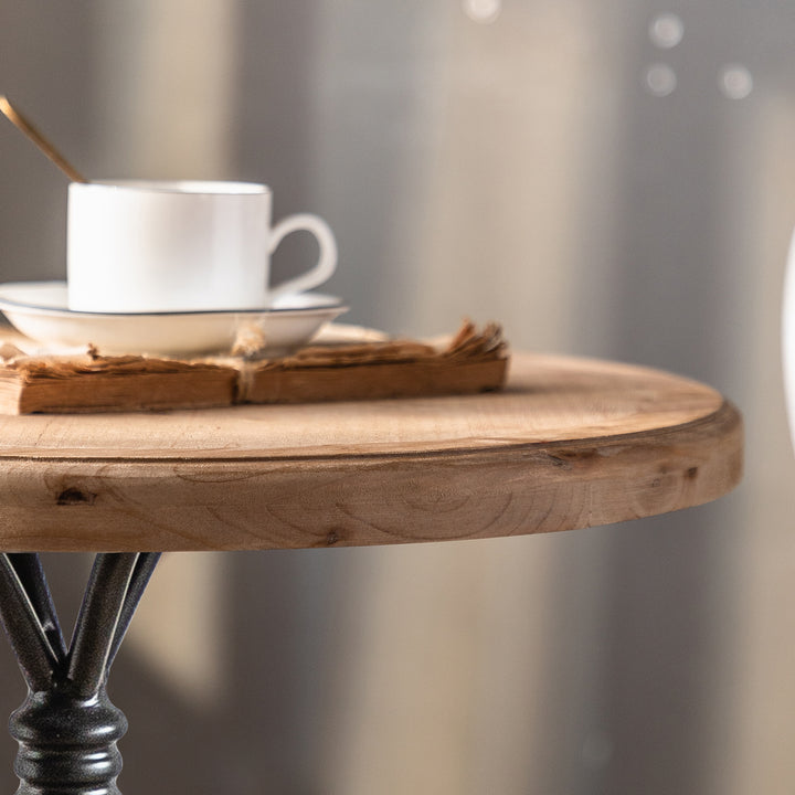 YUIlili Vintage Round End Table Living Room, Rusitc Side Table, Farmhouse Pedestal Table for Bedroom, Retro Wood Accent Tables for Home Decor, Patio Black #25002