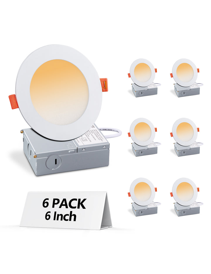 6 in. Canless Ultra-Thin 12-Watt CCT 3000K Remodel Integrated LED Recessed Light Kit (6-Pack) #MX6-12RD30-6PK