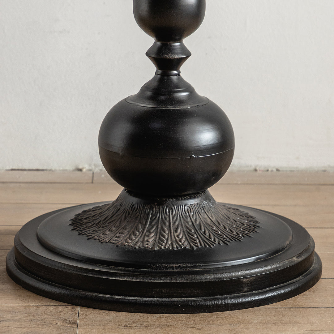 YUIlili Vintage Round End Table Living Room, Rusitc Side Table, Farmhouse Pedestal Table for Bedroom, Retro Wood Accent Tables for Home Decor, Patio Black #25002