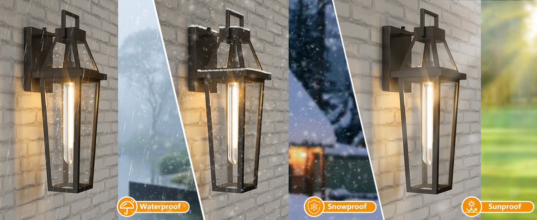 Solstice 1 - Light 18.4"H Tempered Glass Outdoor Wall Light With Dusk To Dawn #7075