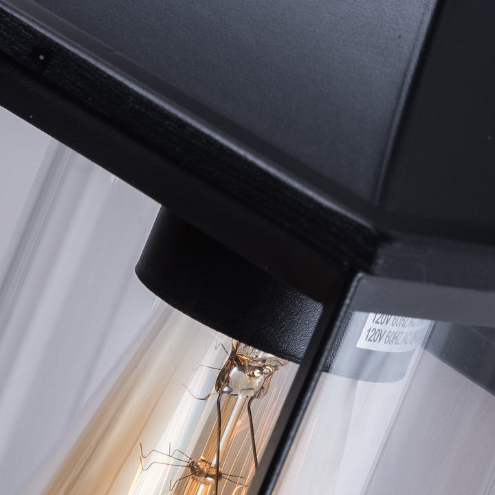 1 - Light Black Outdoor Wall Lantern with Clear Glass #7038