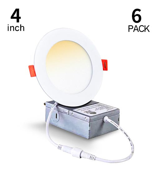 4 in. Canless Ultra-Thin 9-Watt CCT 5000K Remodel Integrated LED Recessed Light Kit (6-Pack) #MX4-9RD50-6PK