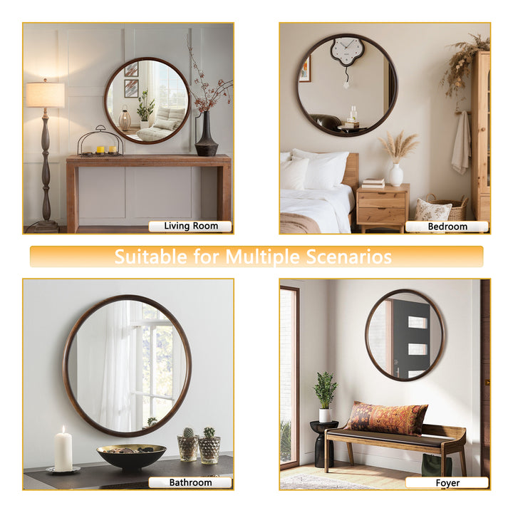 Clarity Walnut Round Mirror with Deep Frame #25021-WB