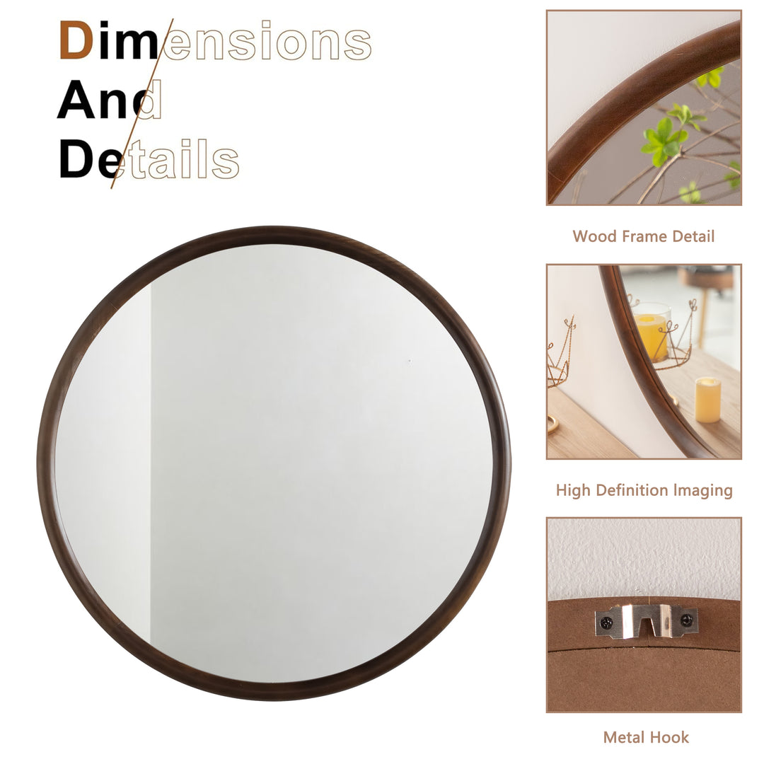Clarity Walnut Round Mirror with Deep Frame #25021-WB