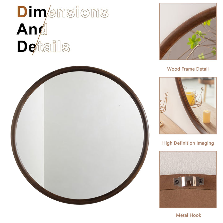 Clarity Walnut Round Mirror with Deep Frame #25021-WB