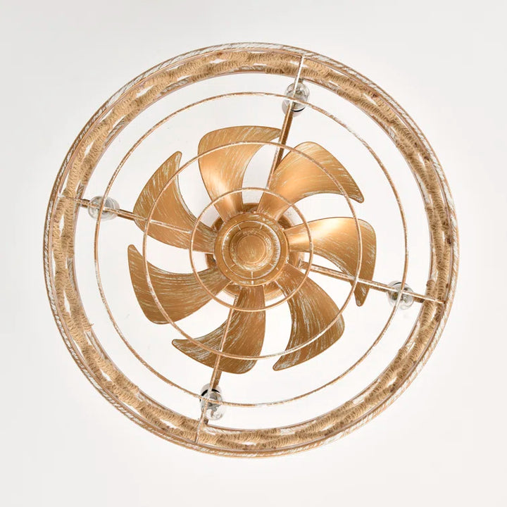 Maxax 19" Boho Caged Low Profile Ceiling Fan with Light and Remote, Stepless Color Temperature & 6 Speeds, Farmhouse Flush Mount Fan for Bedroom, Kitchen, Living Room, Kids Room #26001