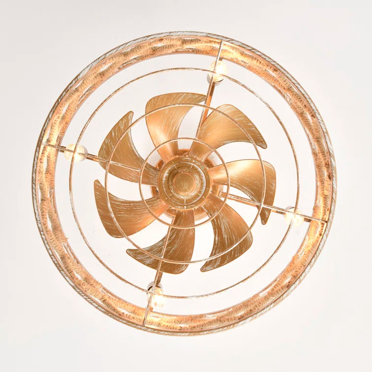 Maxax 19" Boho Caged Low Profile Ceiling Fan with Light and Remote, Stepless Color Temperature & 6 Speeds, Farmhouse Flush Mount Fan for Bedroom, Kitchen, Living Room, Kids Room #26001