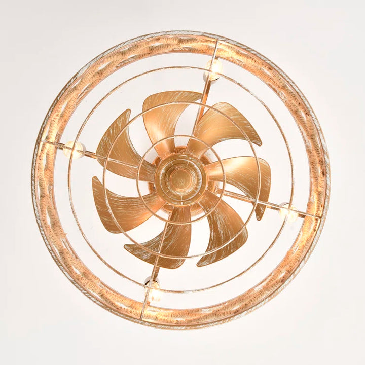 Maxax 19" Boho Caged Low Profile Ceiling Fan with Light and Remote, Stepless Color Temperature & 6 Speeds, Farmhouse Flush Mount Fan for Bedroom, Kitchen, Living Room, Kids Room #26001