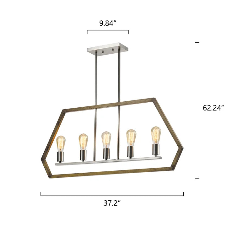 Maxax 5 - Light Kitchen Island Linear Black & Gold Pandent Wrought Iron #MX21005