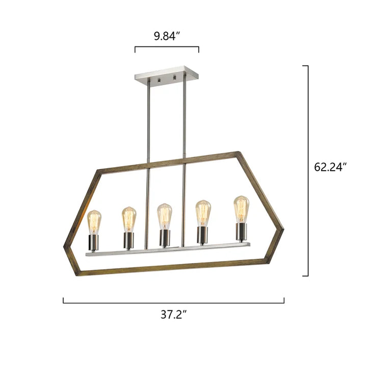 Maxax 5 - Light Kitchen Island Linear Black & Gold Pandent Wrought Iron #MX21005