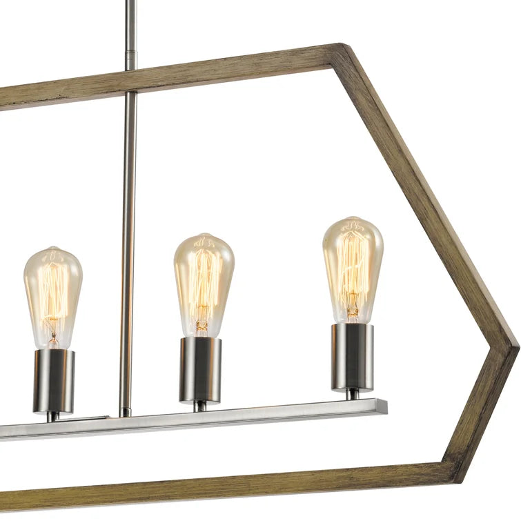 Maxax 5 - Light Kitchen Island Linear Black & Gold Pandent Wrought Iron #MX21005