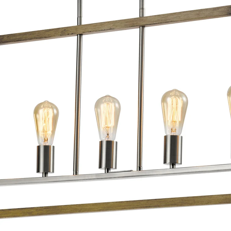 Maxax 5 - Light Kitchen Island Linear Black & Gold Pandent Wrought Iron #MX21005