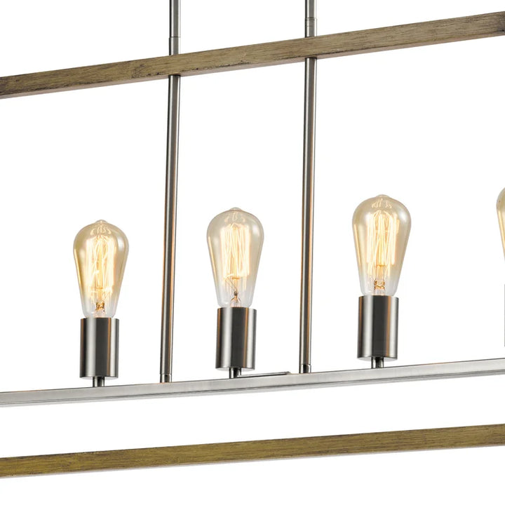 Maxax 5 - Light Kitchen Island Linear Black & Gold Pandent Wrought Iron #MX21005