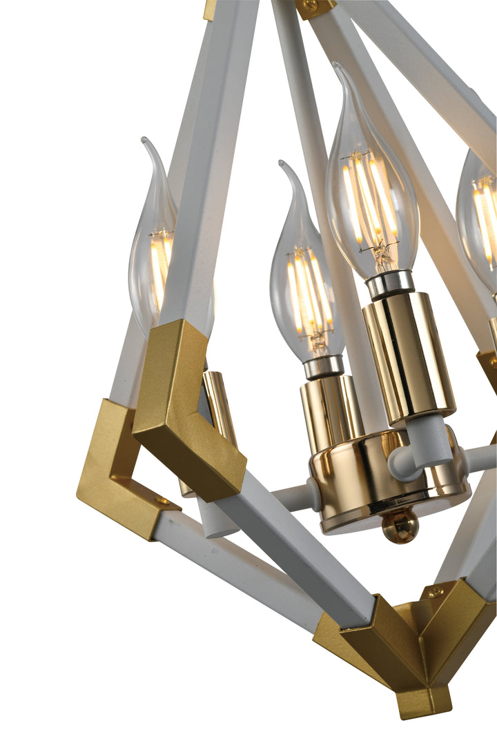 Maxax 4 - Light Lantern Geometric Pendant With Wrought Iron Accents #D158