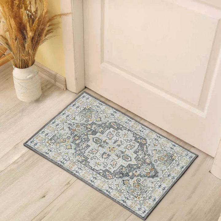 YUIlili Non-Slip Machine Washable Grey Yellow Cream Area Rug For Living Room, Hallway Runner, Entryway Rug #AZJL90