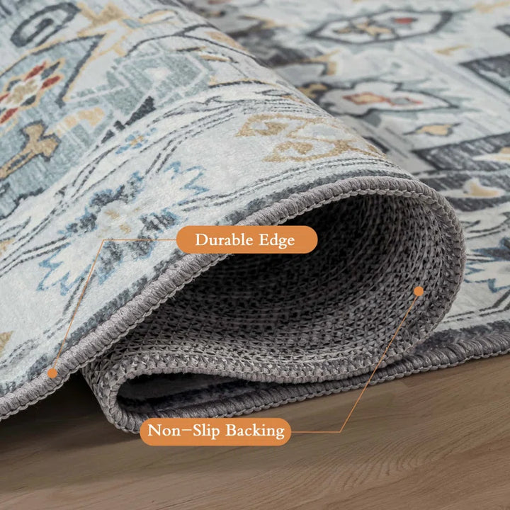 YUIlili Non-Slip Machine Washable Grey Yellow Cream Area Rug For Living Room, Hallway Runner, Entryway Rug #AZJL90