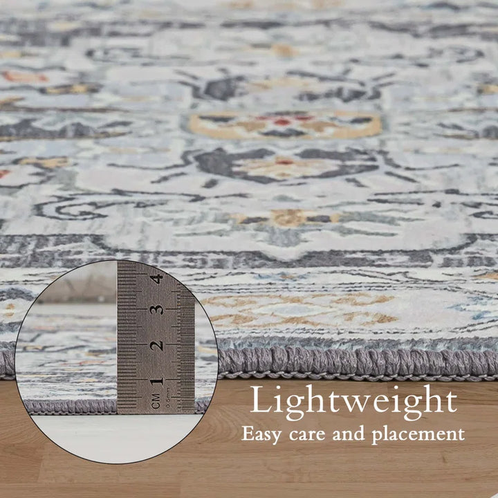 YUIlili Non-Slip Machine Washable Grey Yellow Cream Area Rug For Living Room, Hallway Runner, Entryway Rug #AZJL90