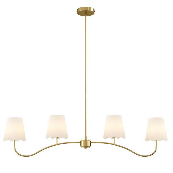 Twilight 4 - Light Electroplated Brass Iron & White Linen Shade Modern Kitchen Island Fixture Pendant Light #P39004
