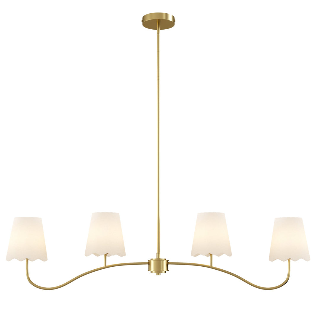 Twilight 4 - Light Electroplated Brass Iron & White Linen Shade Modern Kitchen Island Fixture Pendant Light #P39004