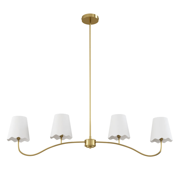 Twilight 4 - Light Electroplated Brass Iron & White Linen Shade Modern Kitchen Island Fixture Pendant Light #P39004