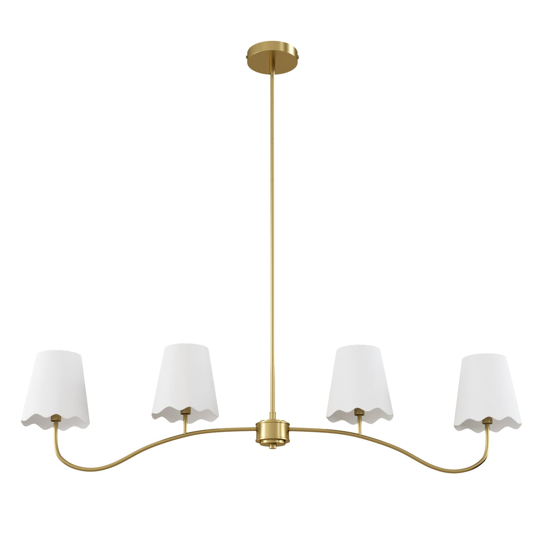 Twilight 4 - Light Electroplated Brass Iron & White Linen Shade Modern Kitchen Island Fixture Pendant Light #P39004