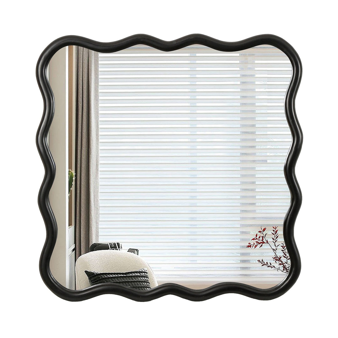 Clarity 36 in. W x 36 in. H Square Framed Floating Wall Bathroom Vanity Mirror in Black Finshed Solid Wood #WM-004