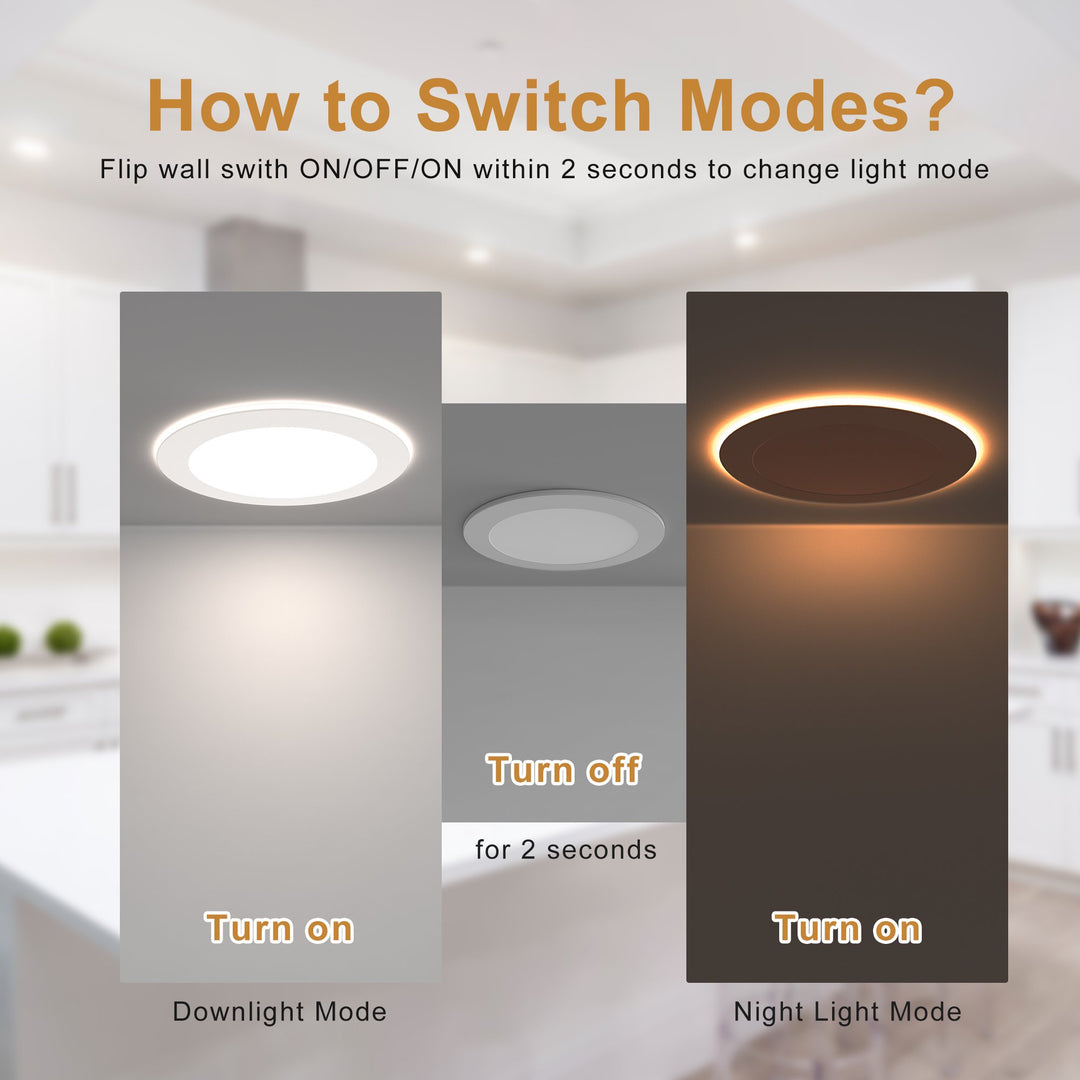 Maxax 6-Pack 6-Inch LED Recessed Ceiling Light with Night Light, Dimmable, Ultra-Thin Design, 2700K-5000K 5CCT, 840-1080LM 12W=120W, High Brightness Canless Wafer Downlight #MX6-12+3RD5CCT-6PK