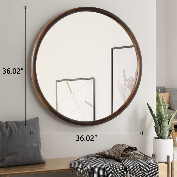 Clarity Walnut Round Mirror with Deep Frame #25021-WB
