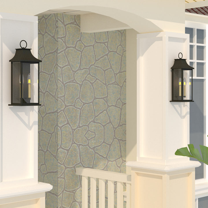 Lawyettle Bronze Smart Dusk to Dawn Outdoor Wall Light, 20.6" Large Outside Wall Sconce Light 2-Light, Modern Exterior Wall Lantern with Glass, Waterproof Outdoor Porch Light for House, Porch #MX7008