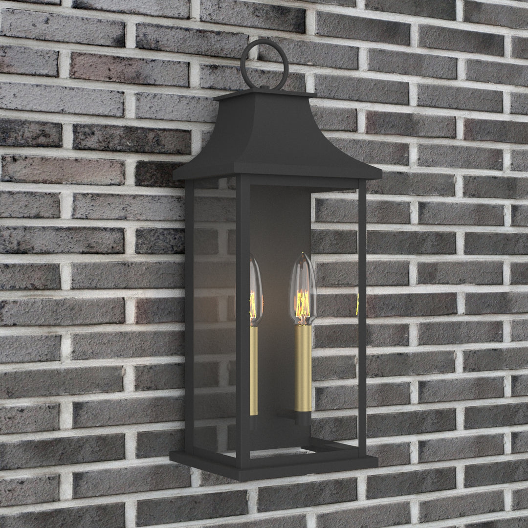 Lawyettle Bronze Smart Dusk to Dawn Outdoor Wall Light, 20.6" Large Outside Wall Sconce Light 2-Light, Modern Exterior Wall Lantern with Glass, Waterproof Outdoor Porch Light for House, Porch #MX7008