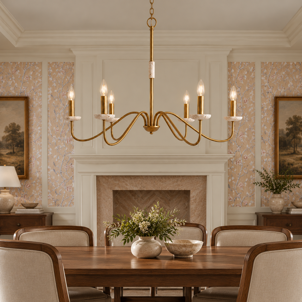 The New Warmth of Lighting: Sculptural Copper-Tone & Travertine Chandeliers