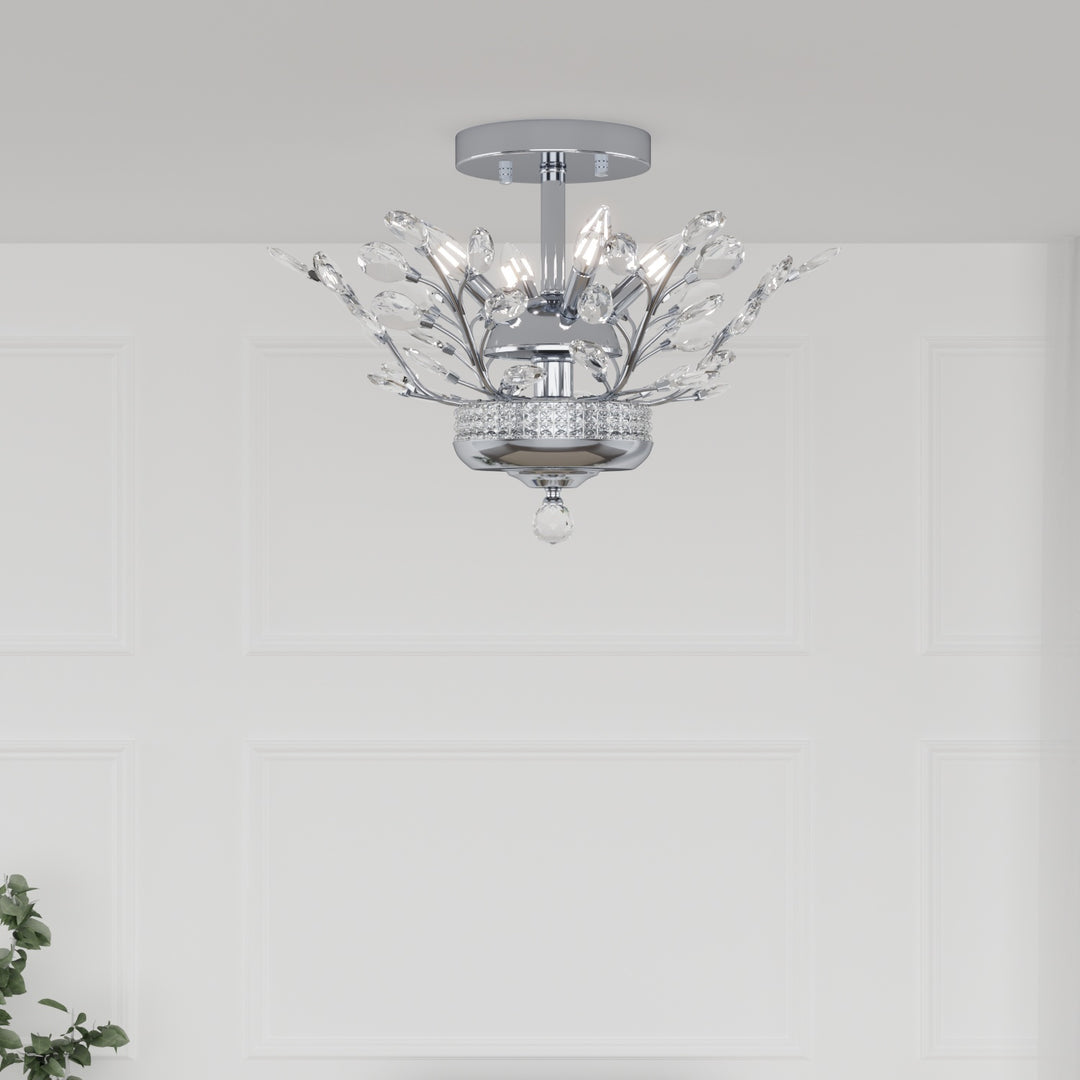 Zaza Designs 4 - Light 16in Crysal Semi Flush Mount #19159