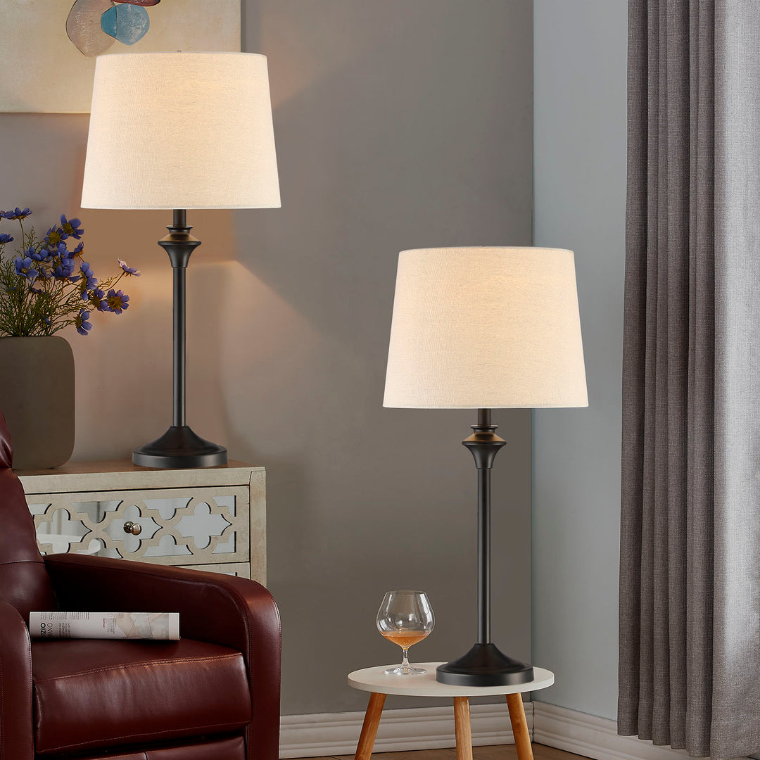 Maxax Metal Buffet Lamp with Oatmeal shade (Set of 2) #T13