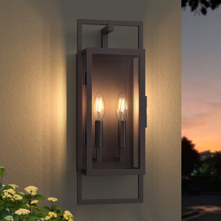 Radiance 3 -Light Steel And Glass Outdoor Wall Light with Dusk to Dawn #7030