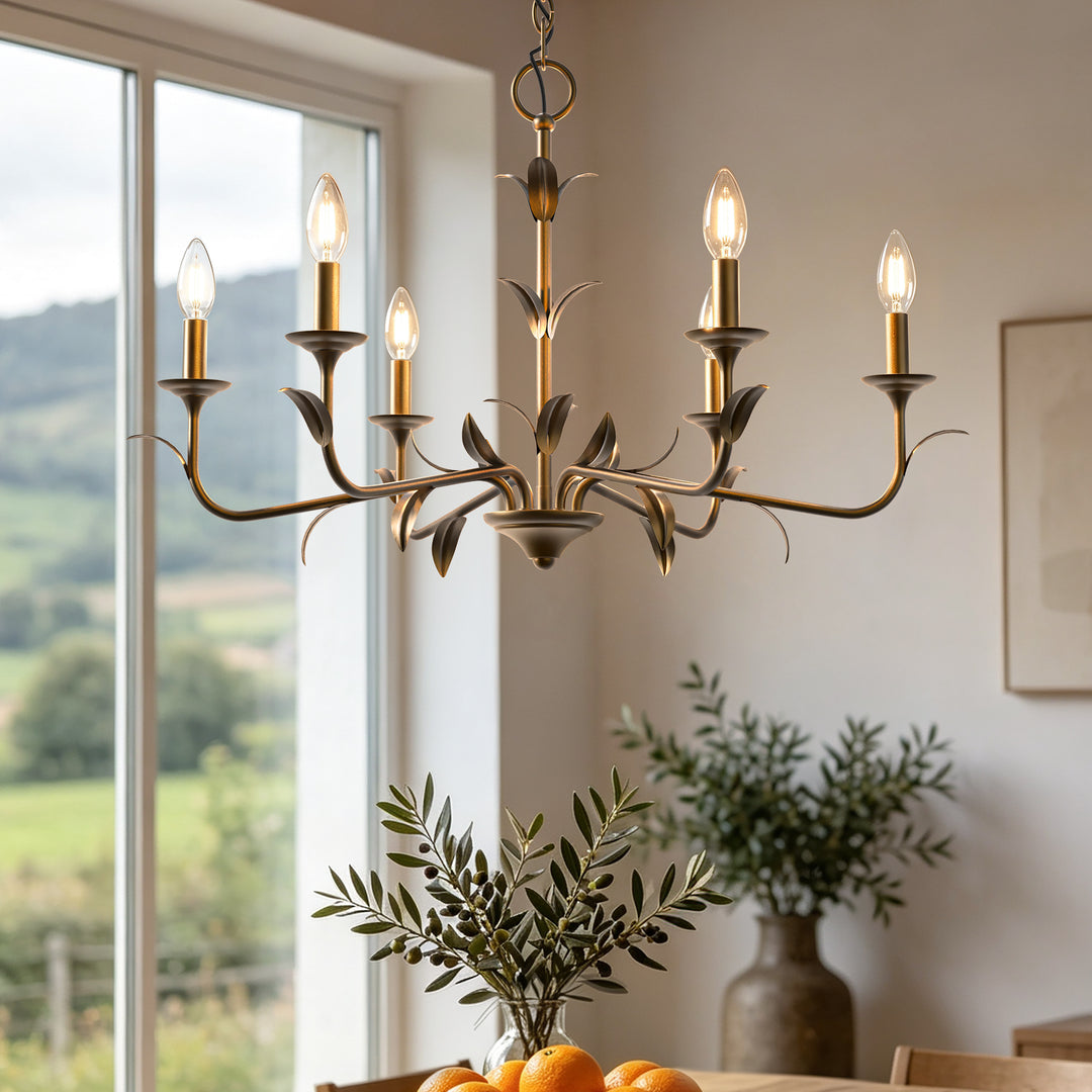 30" 6-Light Matte Black Candle Style Chandelier for Dining Room & Living Room #48009