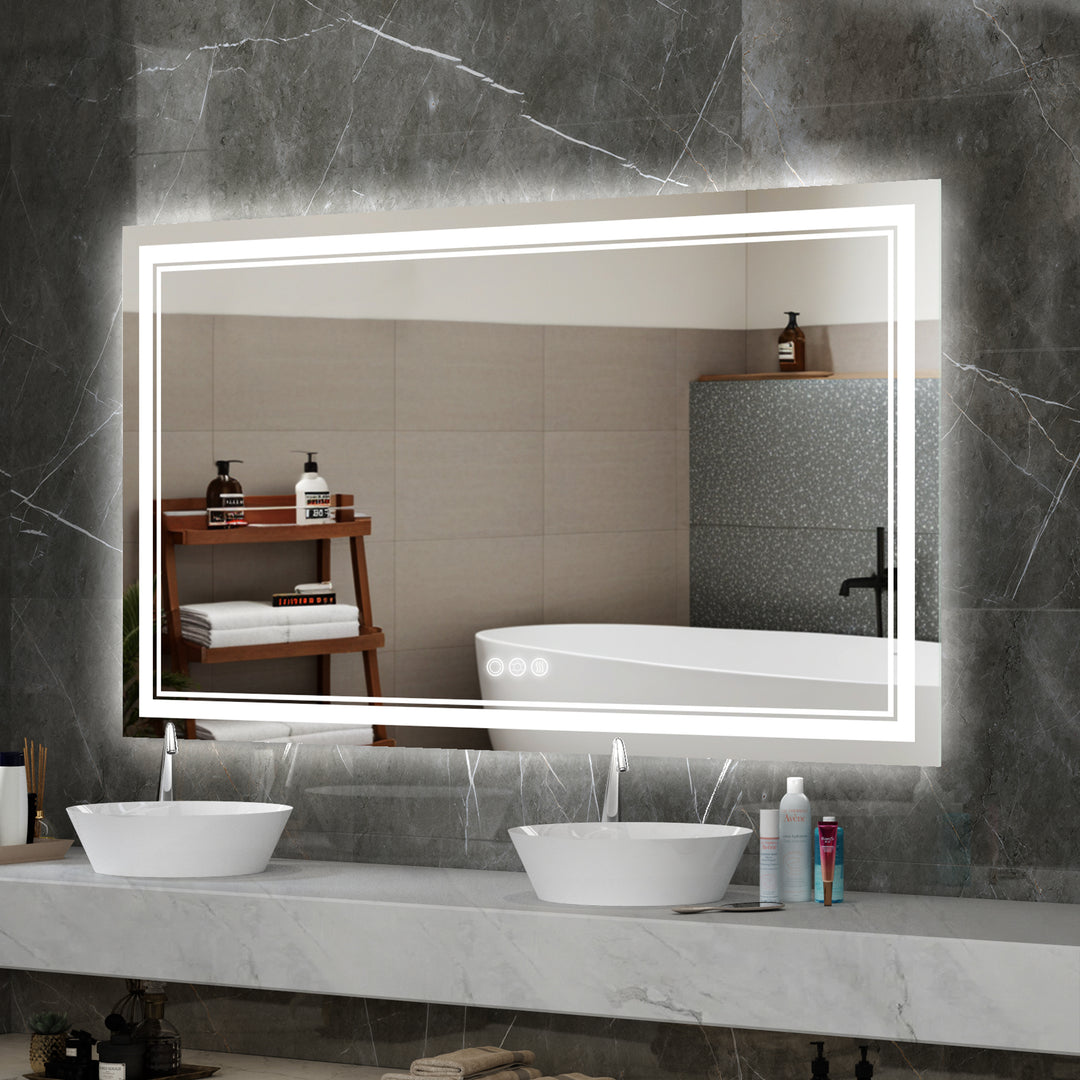 Elevate Home Maxax Modern Frameless Anti-Fog LED Lighted Dimmable Wall Mounted Bathroom Vanity Mirror #MXML01-915