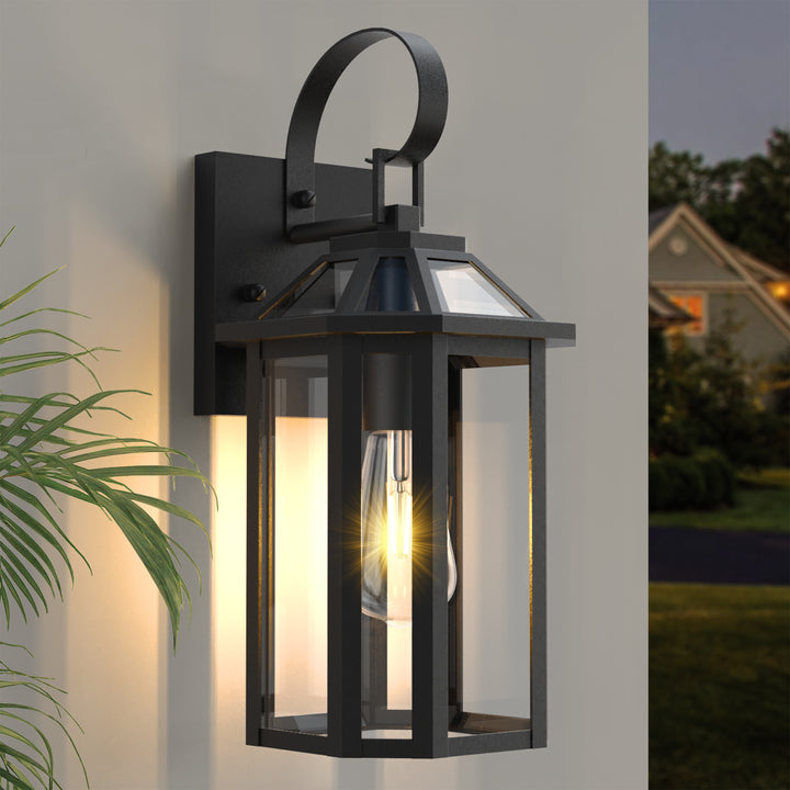 Solstice Matte Black Outdoor Wall Lantern With Tempered Glass #7065