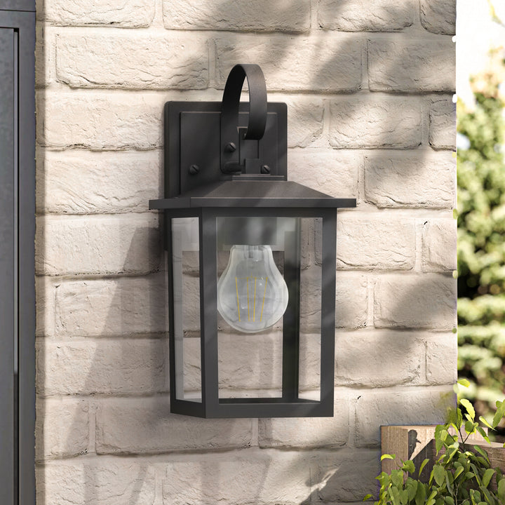 Dusk to Dawn 12.5" Outdoor Wall Sconce, Exterior Wall Light Fixture, Matte Black Porch Light Outdoor, Outside Wall Mount Lantern for House Garage Doorway (Bulb Include) #7004