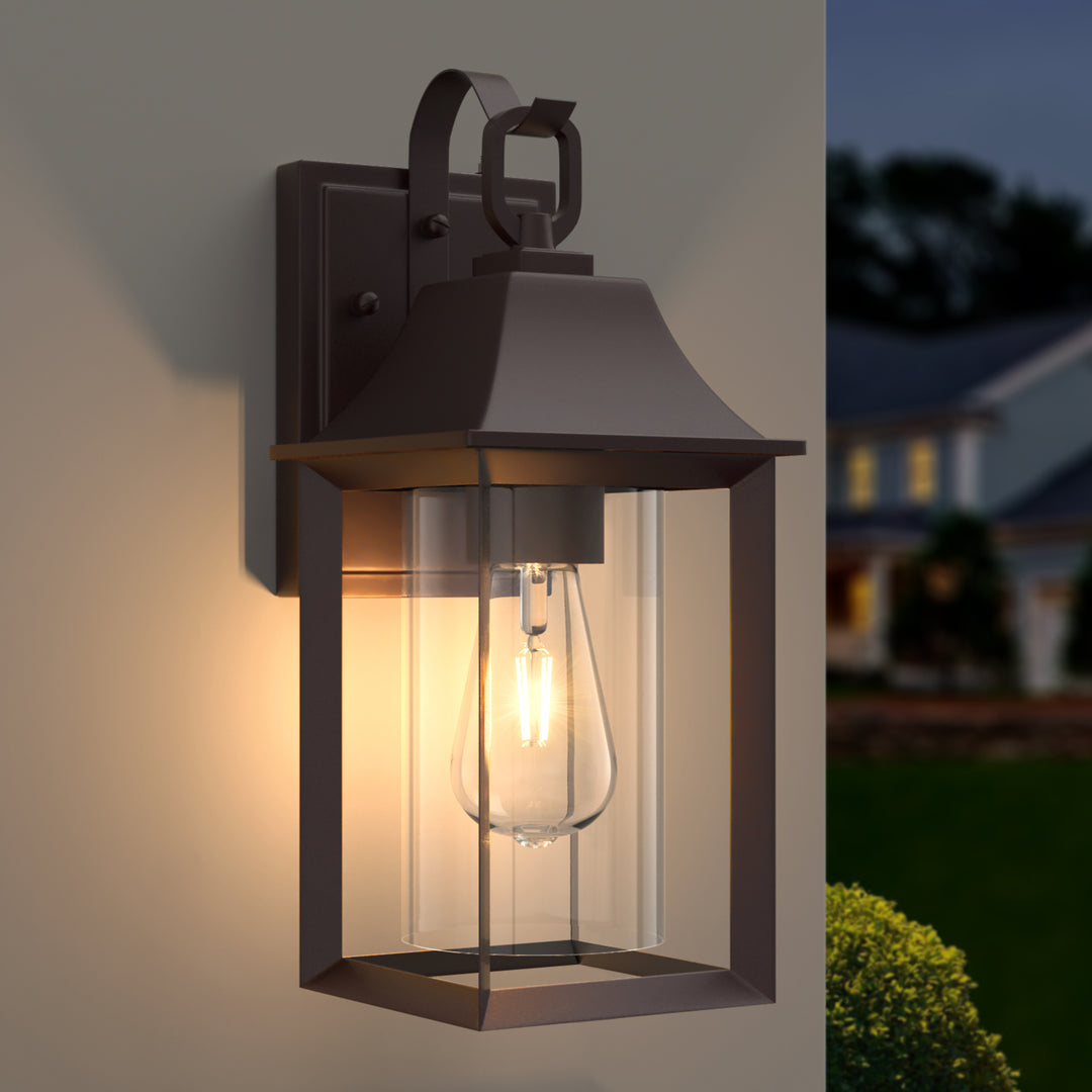 1 - Light Black Outdoor Wall Lantern with Clear Glass #7038