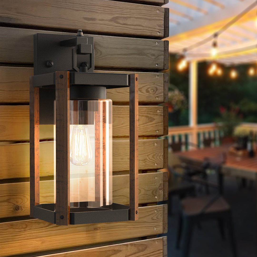 1-Light 13'' Iron And Glass Wall Light With Dusk To Dawn #7051