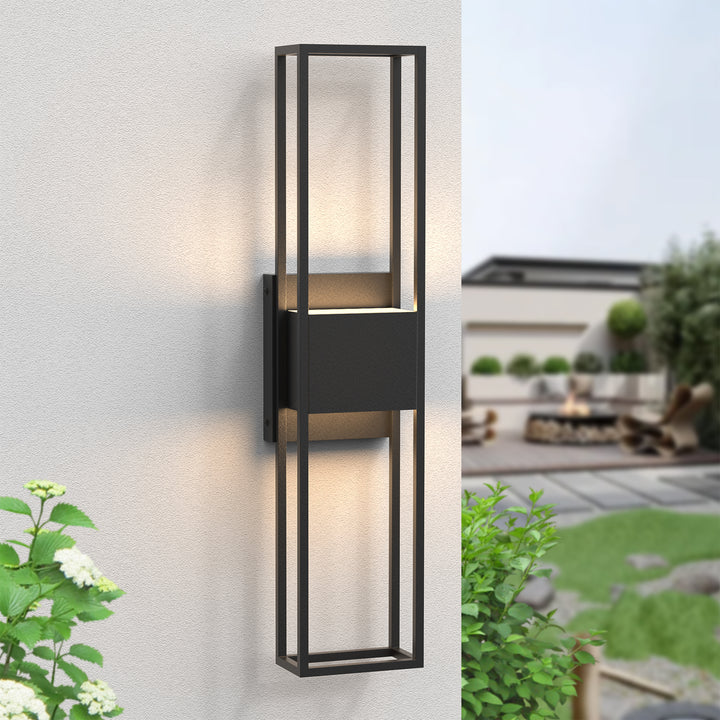 Modern Outdoor Wall Lights, 27.56IN Large Wall Sconce - 3000K Warm White Integrated LED Exterior Lighting Fixture, Waterproof Outdoor Lantern Lights for House, Porch, Garage #7079-2BK