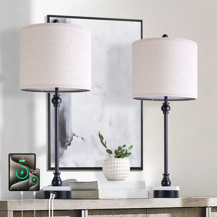 28.3" Marble And Metal Table Lamp For Living Room/bedroom (Set of 2) #T264