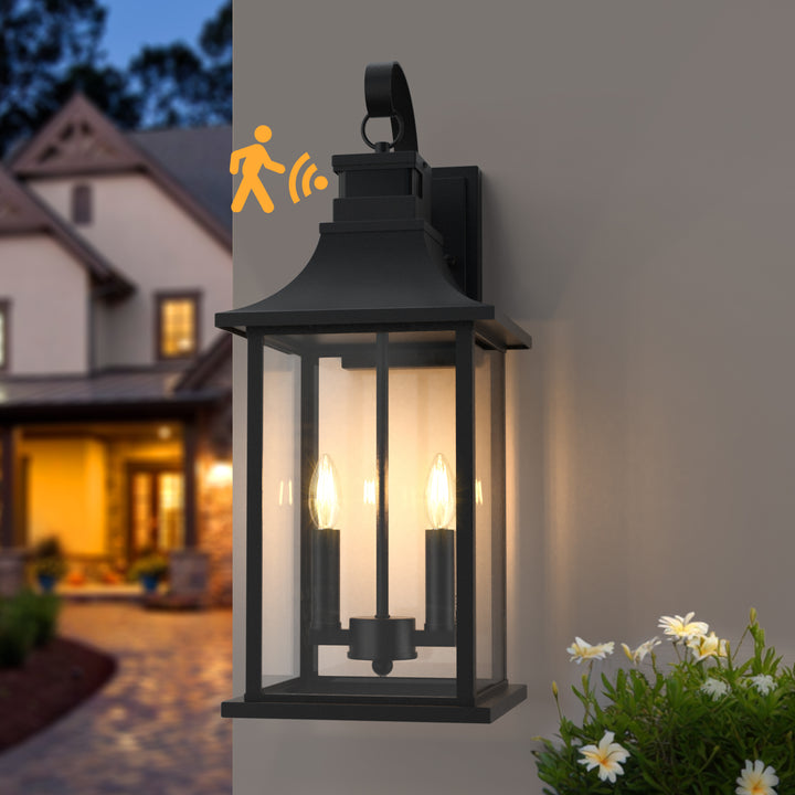 Solstice 1 - Light 19"H Aluminium Outdoor Wall Lantern With Dusk To Dawn And Motion Sensor #7059