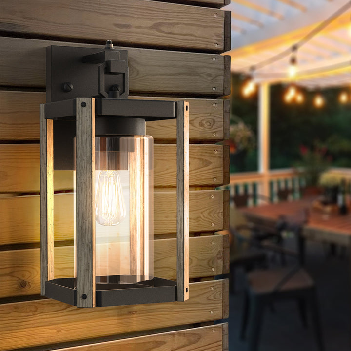 1-Light 13'' Iron And Glass Wall Light With Dusk To Dawn #7051
