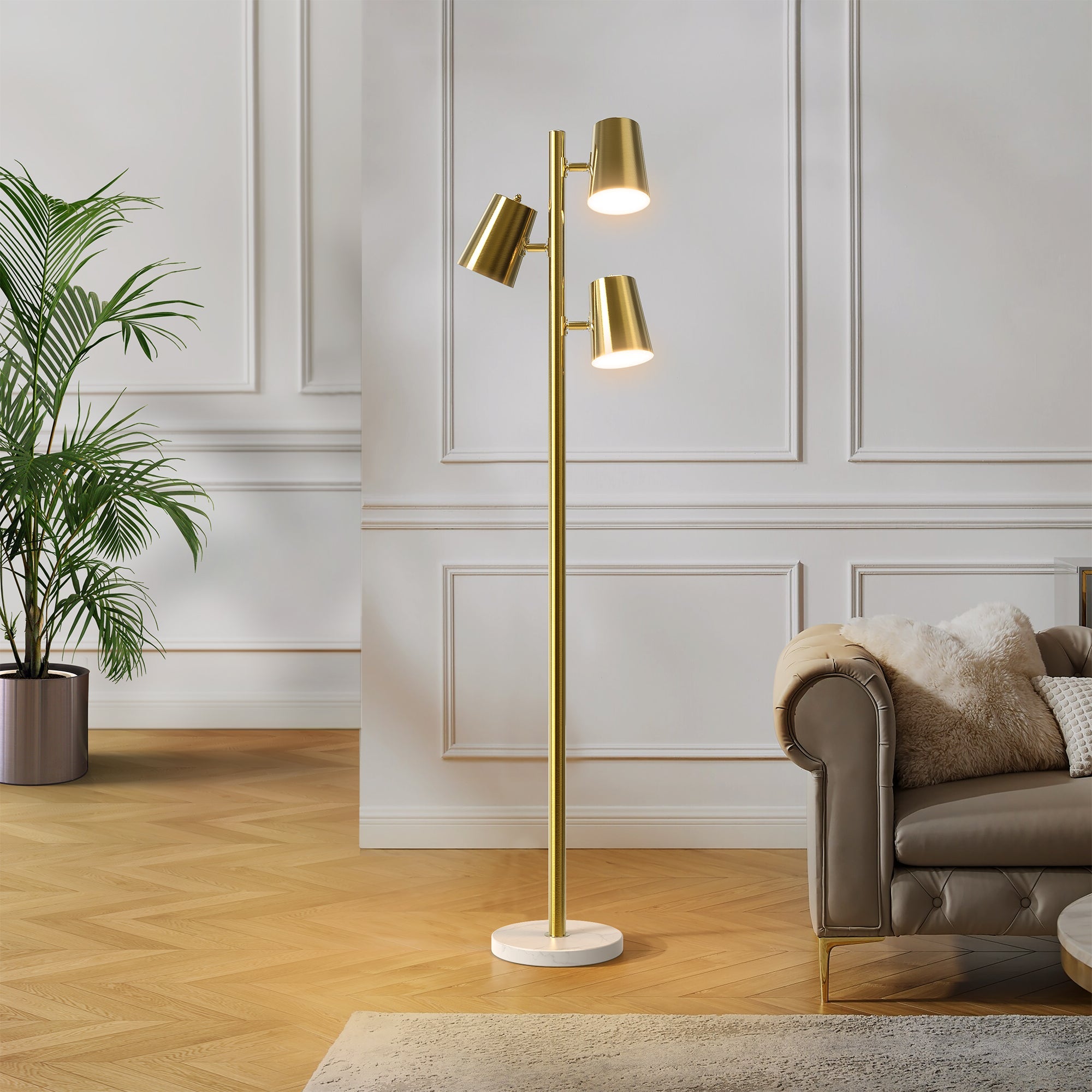 Flair 3-Head Adjustable Gold Nordic Minimalist Floor Lamp #F265