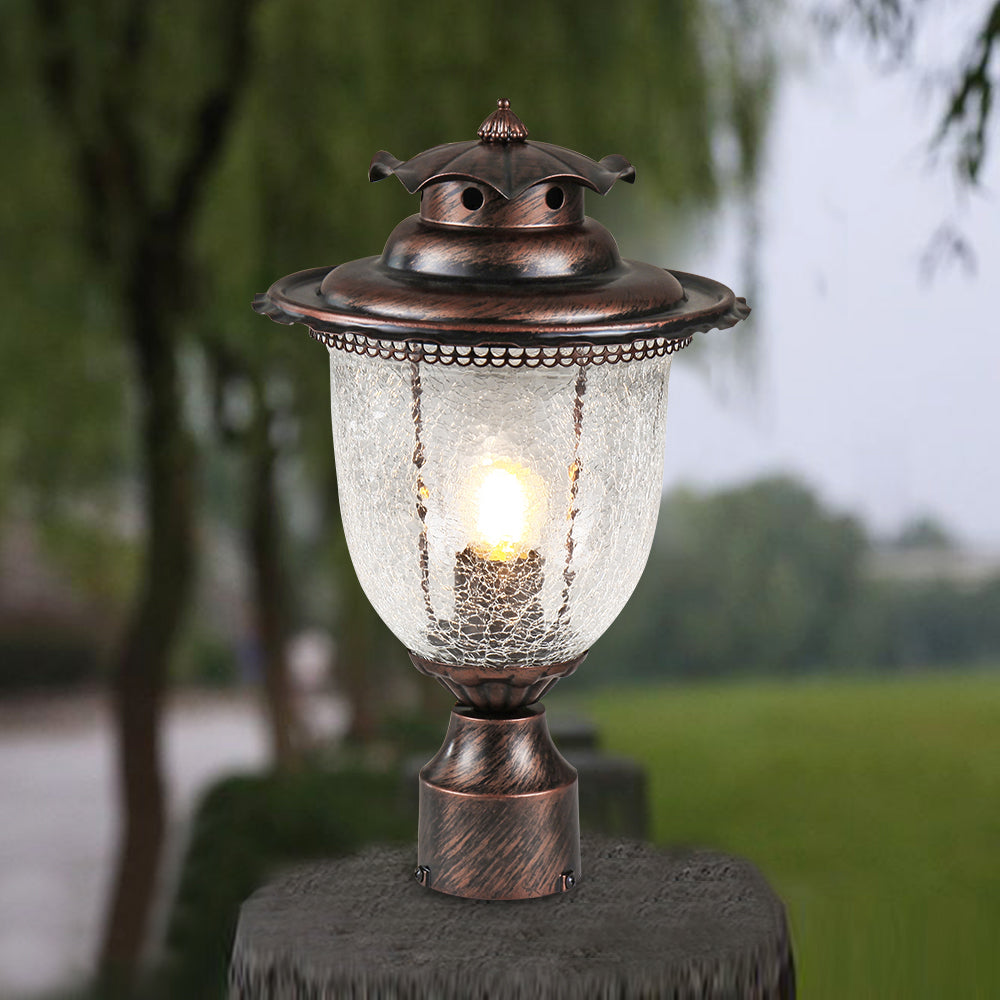 Maxax 1-Light Outdoor Post Lantern with Water Ripple Glass #O2004-M